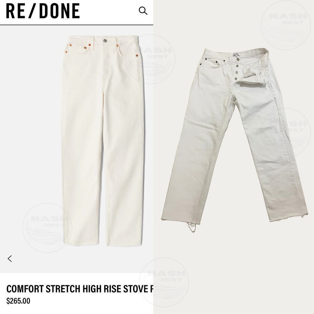 RE/DONE High Rise Stove Pipe Jeans | White Denim, 100% Cotton, 29, MSRP $265 - Picture 8 of 8
